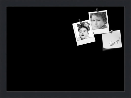 PinPix 18x13 Inch Cork Bulletin Board. This Decorative Framed Pin Board Comes with Solid Black Design and a Satin Black Frame. Ideal for Home Office Decor or Message Board (PinPix-622)