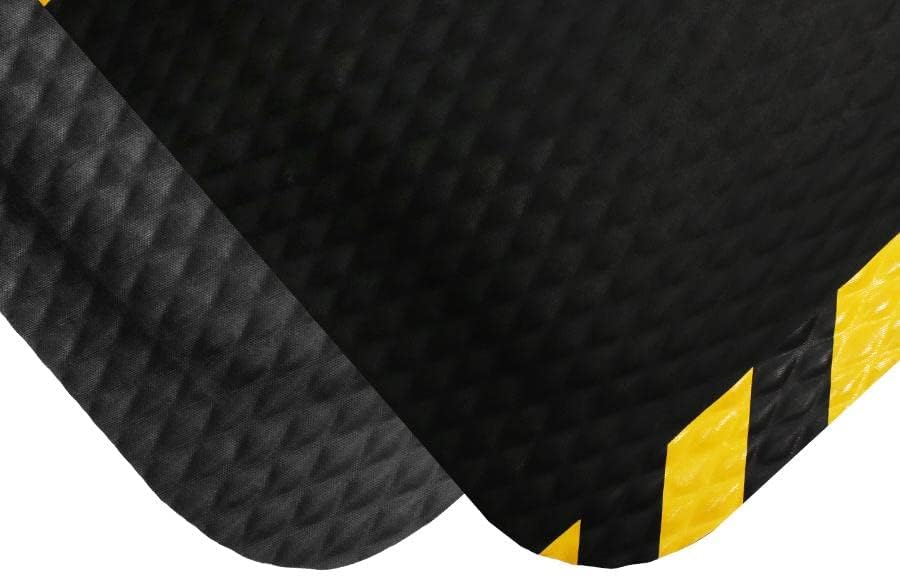 American Floor Mats Hog Heaven Premium 7/8" Black & Yellow Border 5' x 8' Nitrile Backed Anti-Fatigue Comfort Mat