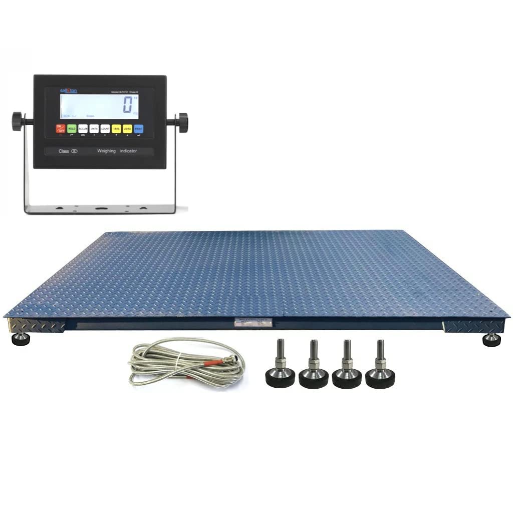 SellEton SL-7x7-20K Heavy-Duty, Industrial Floor Scale, Metal Indicator with Platform Scale (84" x 84", 20,000 lbs x 2 lb)