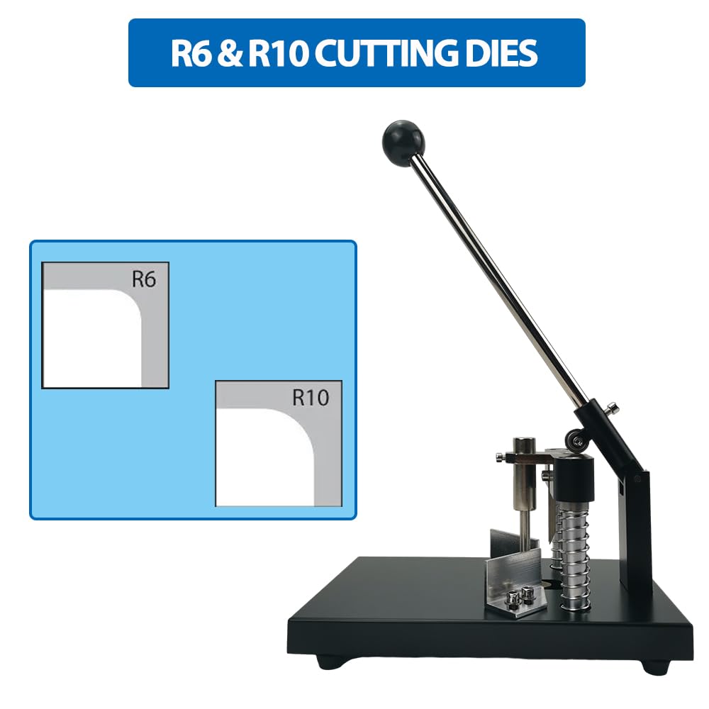 Corner Rounder Punch Cutter,30mm/1.2” Thickness Manual Corner Rounder with R6mm R10mm Cutting Dies,Paper Punch Cutter Commercial Card Cutter for Heavy Cardstock, Alumium Stack
