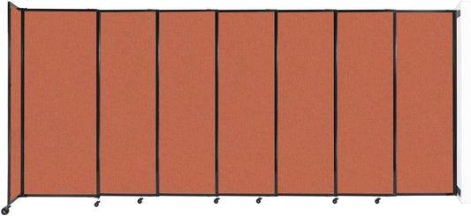 Wall-Mounted Sliding StraightWall Room Divider | Adjustable Widths | Locking Wheels | Room Separator | Up to 15'6" Wide x 6'10" Tall Papaya Fabric Panels