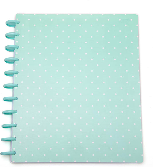 Talia Discbound Notebooks, Planner, Customizable, (Teal Polka Dot w/Sage Green Discs, Letter 18627 (8.5in x 11in))