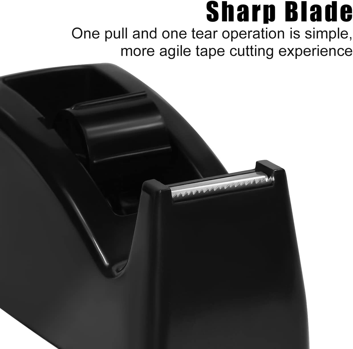 JIKIOU Desktop Tape Dispenser - Non-Skid Base - Weighted Tape Roll Dispenser - Perfect for Office Home School (Tape not Included) - (3-Pack Black)