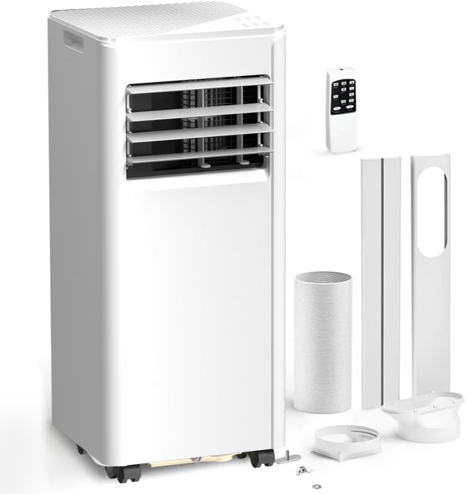 Portable Air Conditioner 8000 BTU (ASHRAE), 3-in-1 Mode AC Cools Up to 350 Sq. Ft., LED Display & Remote Control, 24H Timer, AC Unit with Window Kits for Bedroom/Dorm/Office(White)