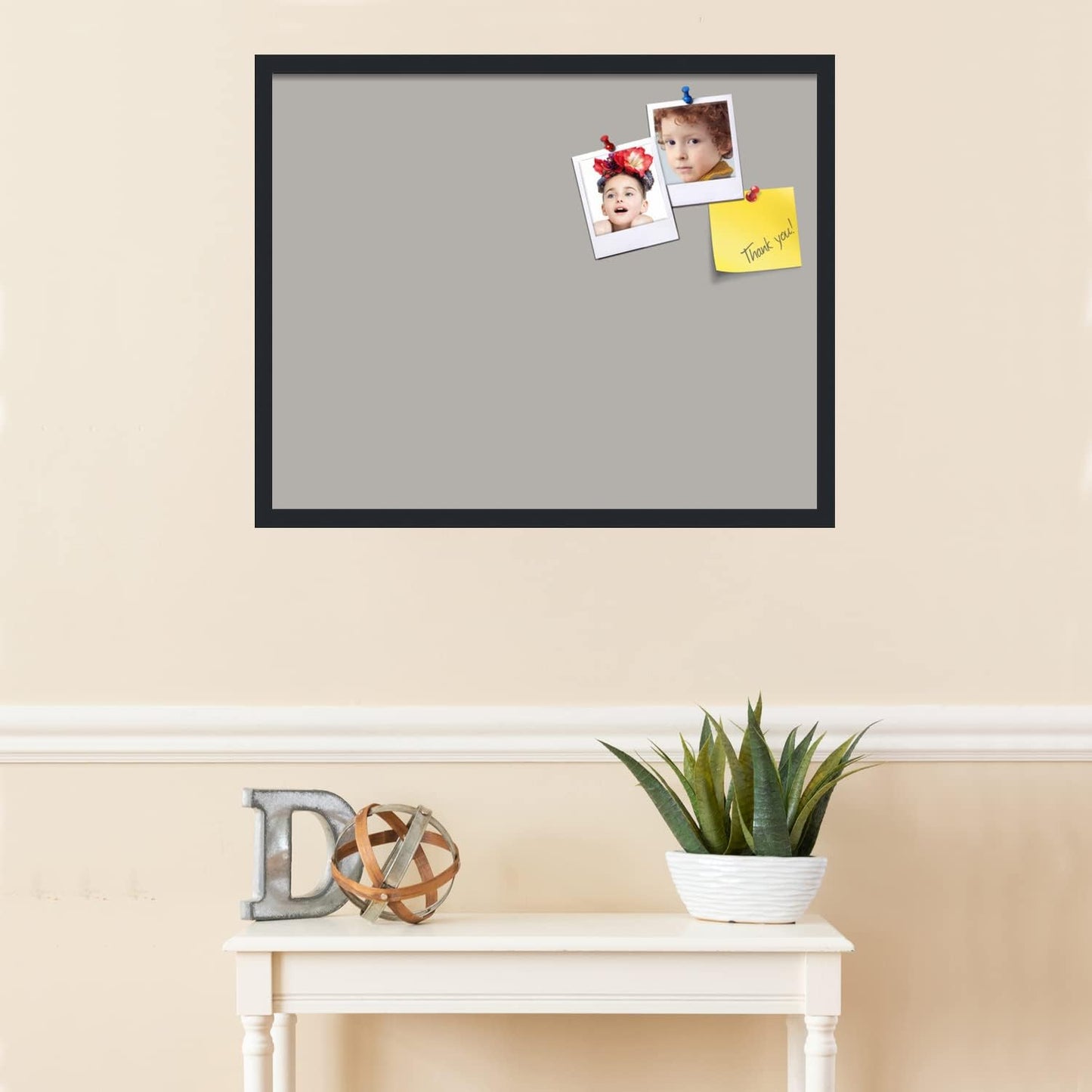 PinPix 30x24 Inch Cork Bulletin Board. This Decorative Framed Pin Board Comes with Dark Stone Design and a Satin Black Frame. Ideal for Home Office Decor or Message Board (PinPix-1808)