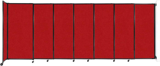 Wall-Mounted Sliding StraightWall Room Divider | Adjustable Widths | Locking Wheels | Room Separator | Up to 15'6" Wide x 6' Tall Red Fabric Panels