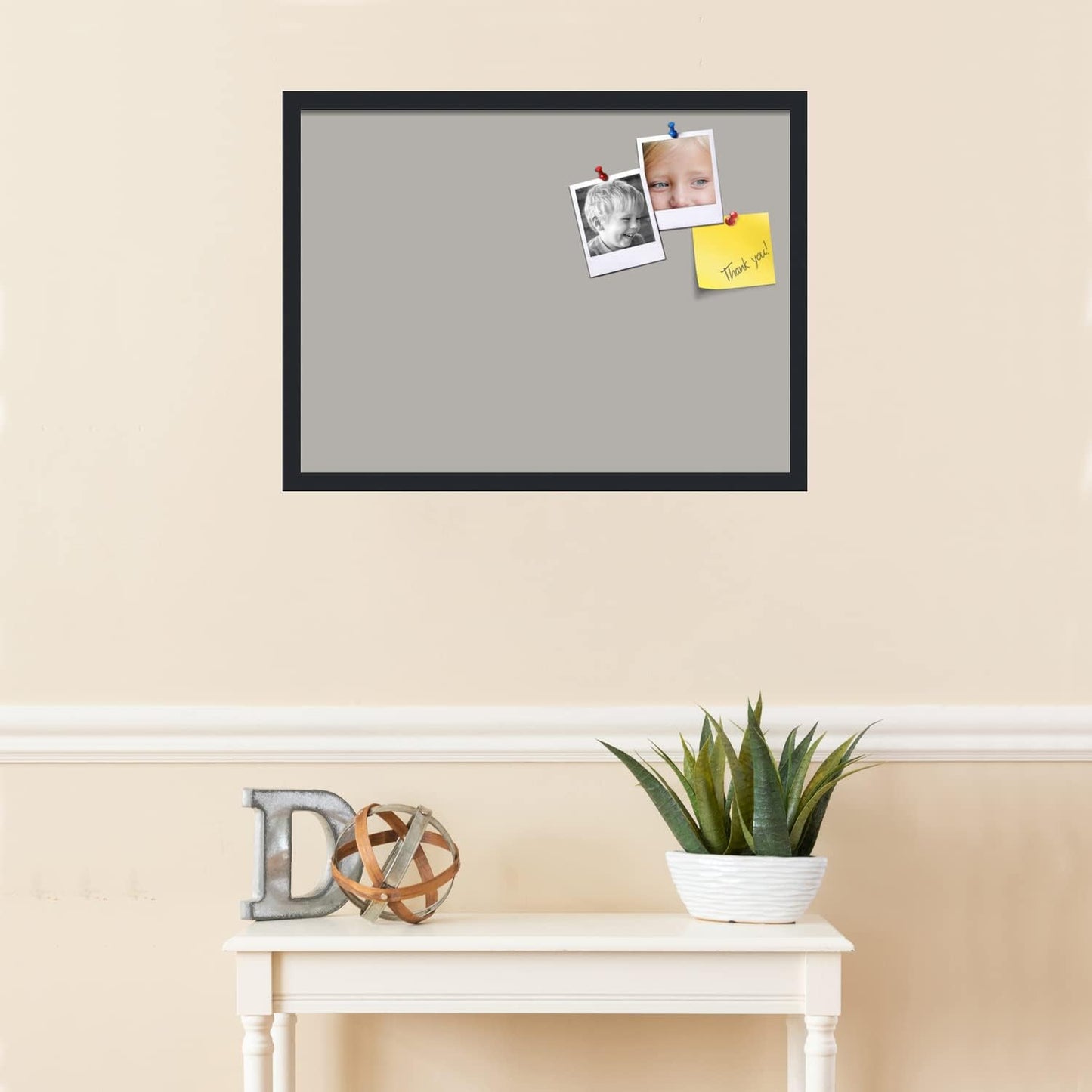 PinPix 27x20 Inch Cork Bulletin Board. This Decorative Framed Pin Board Comes with Dark Stone Design and a Satin Black Frame. Ideal for Home Office Decor or Message Board (PinPix-1808)