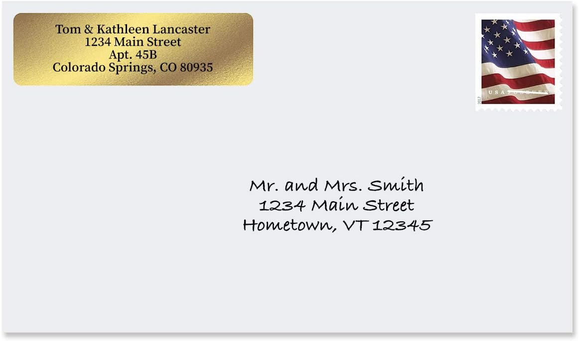 Colorful Images Gold Metallic Foil Rolled Return Address Mailing Labels with Dispenser, Customize with Name & Shipping Address, 500 Self Adhesive, Easy Peel Sticker Label Roll, 3/4" x 2 1/2"
