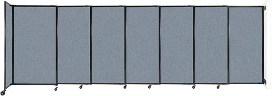 Wall-Mounted Sliding StraightWall Room Divider | Adjustable Widths | Locking Wheels | Room Separator | Up to 15'6" Wide x 5' Tall Powder Blue Fabric Panels