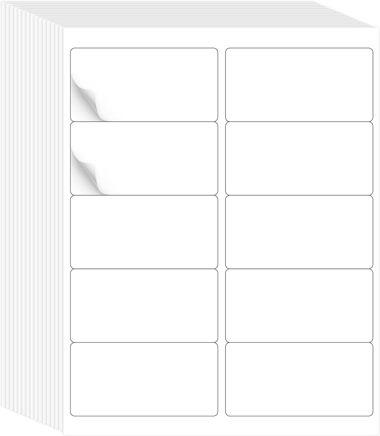 L LIKED 2" x 4" Label Stickers, Printable White 500 Sheets for Laser/Inkjet Printing - Matte White, 10 per Sheets (5000 Labels)
