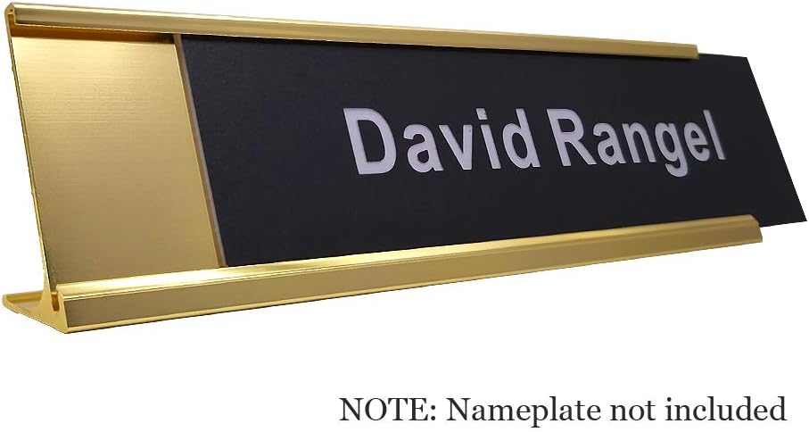2" x 10" Aluminum Desk Name Plate Holder, Office Business Desk Sign Holder Desktop-5 Pack (Yellow Gold)