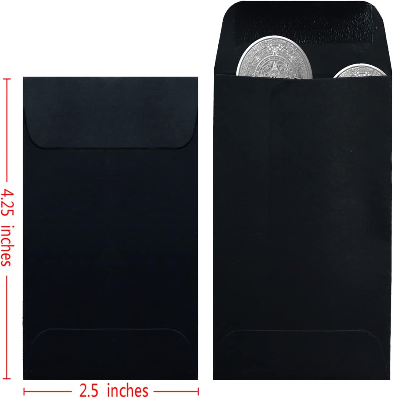 200 Pack #3 Black coin envelope 2.5 x 4.25 inches Kraft Envelopes Classic Small Parts Envelopes with Self Adhesive Gummed Flap for Coins Cash Credit Cards Seeds