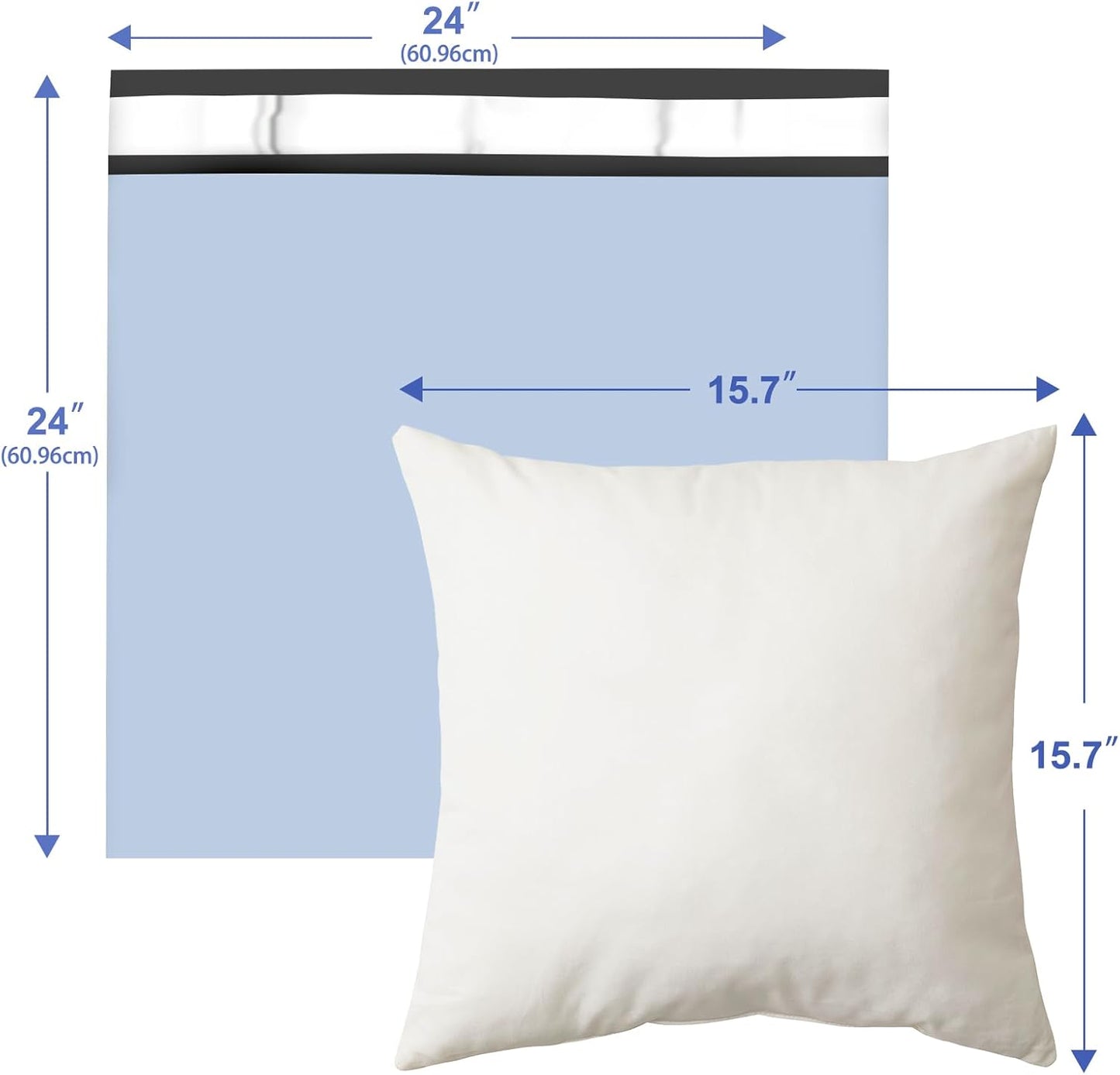 Large Poly Mailers 24x24 Inch 50 Pcs, Extra Large Shipping Bags for Clothing with Self-Sealing Tear-Resistant, Waterproof Poly Bags, Mailing Envelopes for Small Business (Light Blue)