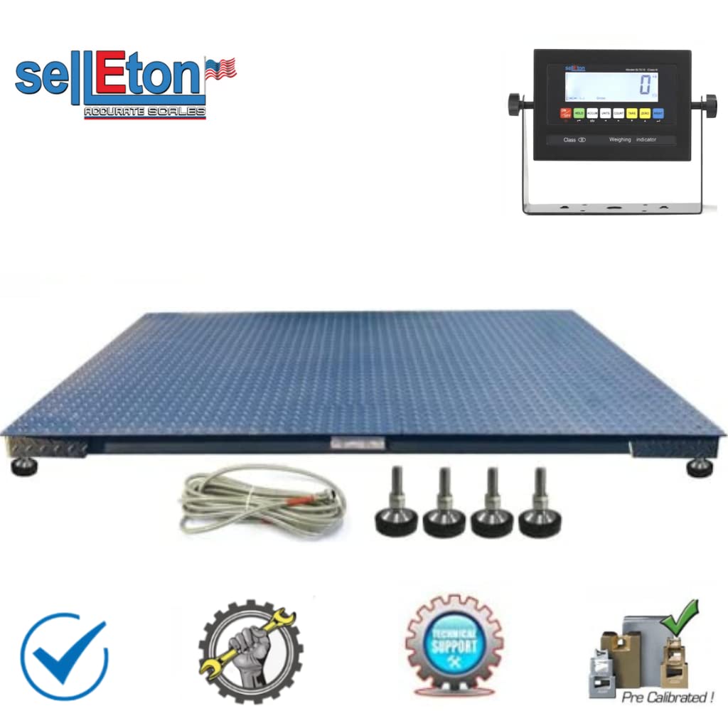 SellEton Non-NTEP Floor Scales, Accurate Pallet Scales with Indicator for Warehouse Shipping and Heavy Duty Industrial Weighing (72"x72", 5000 lb x 1 lb)