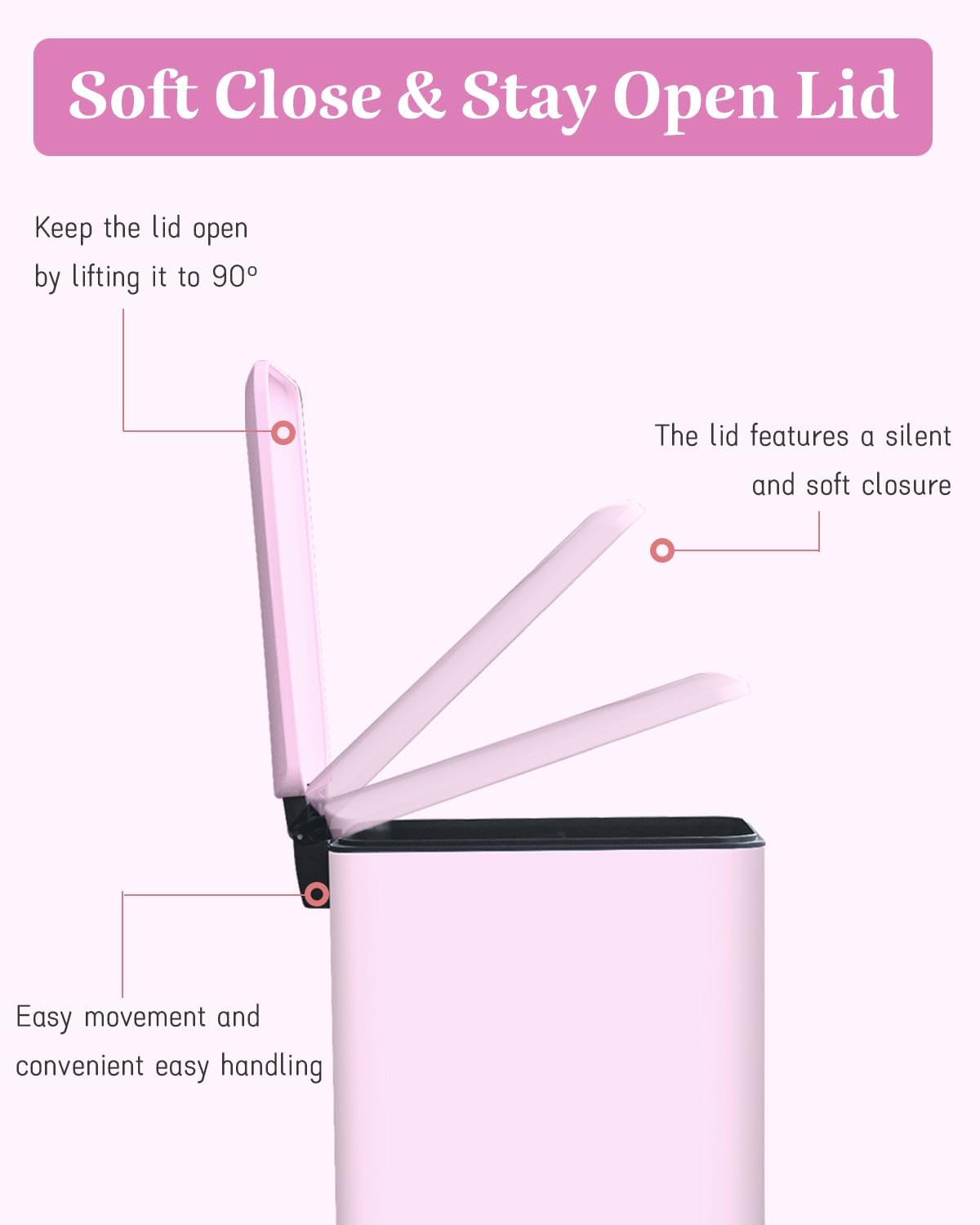 Pink Trash Can, 1.3 Gallon Bathroom Trash Can with Lid, Stainless Steel Pedal Trash Bin Removal Inner Bucket, Small Grabage Can for Bathroom,Bedroom,Home Office