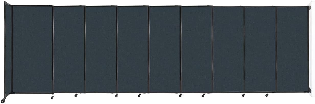 Wall-Mounted Sliding StraightWall Room Divider | Adjustable Widths | Locking Wheels | Room Separator | Up to 19'9" Wide x 6' Tall Blue Spruce Fabric Panels