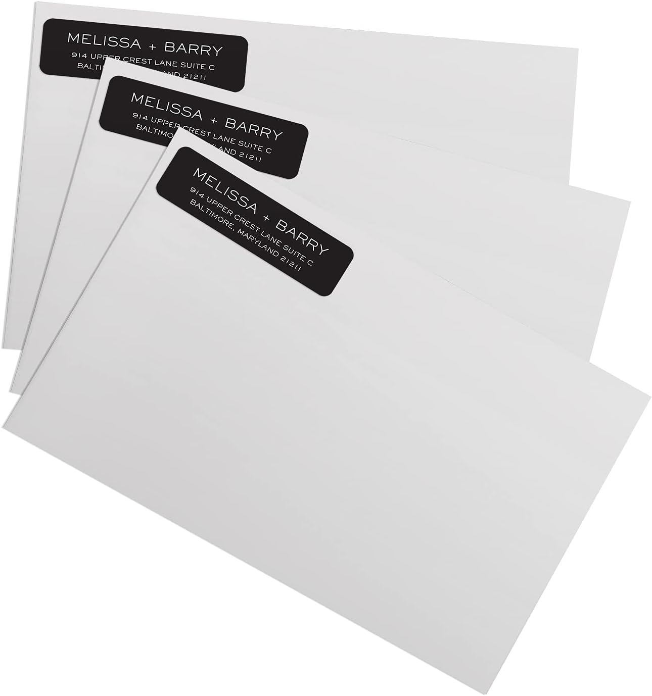 Striking Black Modern Rolled Address Labels/Roll of 250 Personalized Address Labels/Designer Return Address Stickers in Elegant Plastic Dispenser