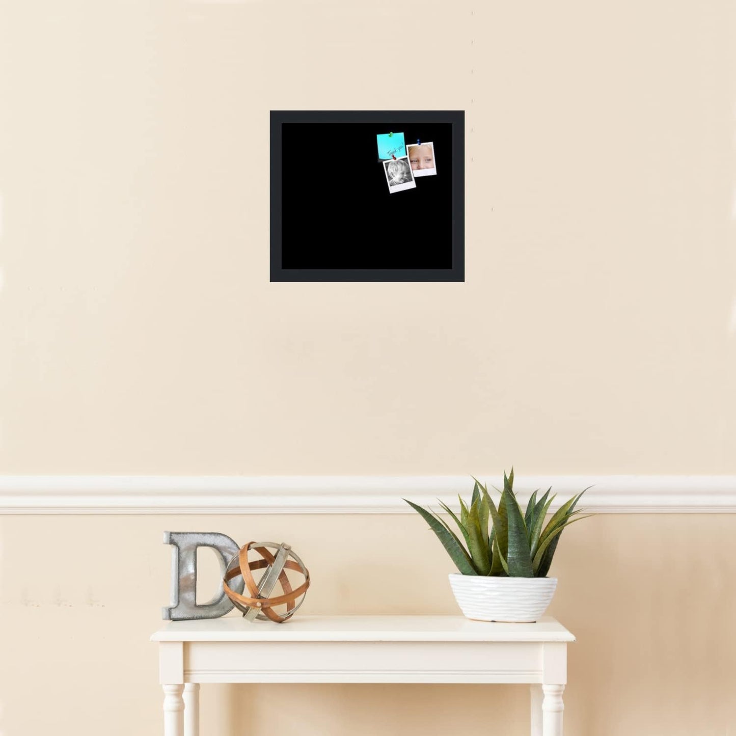 PinPix 14x12 Inch Cork Bulletin Board. This Decorative Framed Pin Board Comes with Solid Black Design and a Satin Black Frame. Ideal for Home Office Decor or Message Board (PinPix-622)