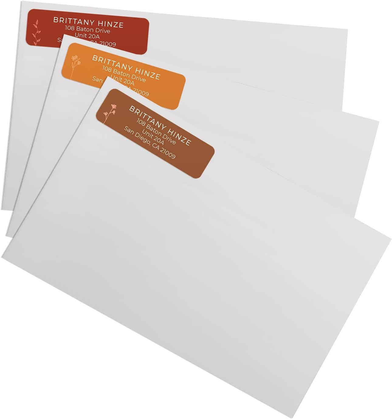 Botanical Flowers Rolled Address Labels/Roll of 500 Alternating Earth Tone Floral Illustrations Personalized Address Labels/Designer Return Address Stickers in Elegant Plastic Dispenser