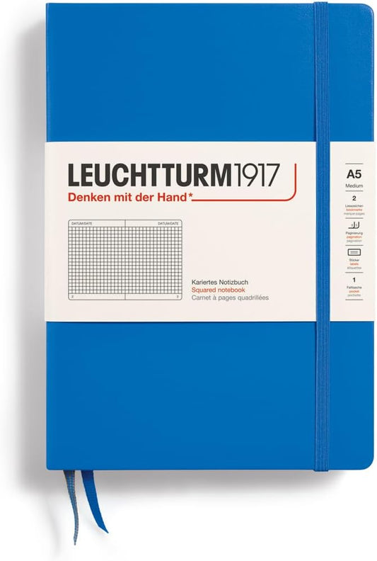 LEUCHTTURM1917 - Notebook Hardcover Medium A5-251 Numbered Pages for Writing and Journaling (Sky, Squared)