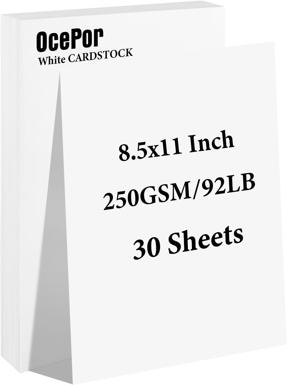 OcePor 30 Sheets White Cardstock 8.5” x 11”, 92lb/250gsm Card Stock, Thick Card Stock Paper, Heavy Cardstock Paper for Printer, Resume, Scrapbooks, Art, Crafts, Business Cards