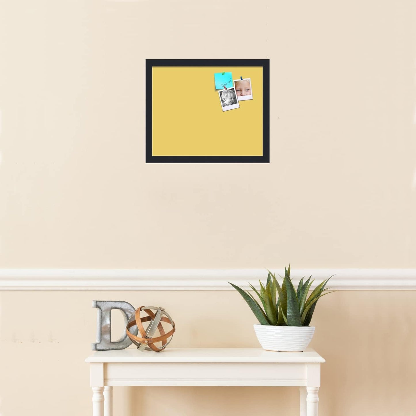 PinPix 16x13 Inch Cork Bulletin Board. This Decorative Framed Pin Board Comes with Honey Pastel Design and a Satin Black Frame. Ideal for Home Office Decor or Message Board (PinPix-1810)