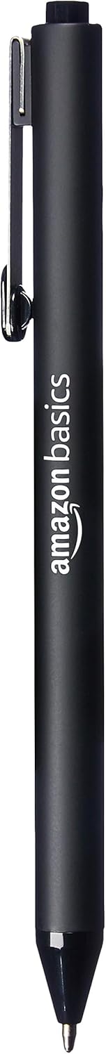 Amazon Basics Black Ballpoint Pens for Smooth Writing, Retractable, 12-Pack
