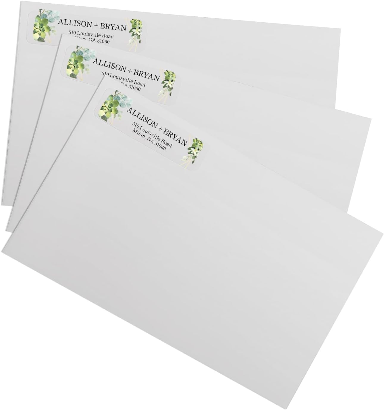 Clear Floral Greenery Rolled Address Labels / 500 Personalized Return Address Labels/Custom Address Stickers in Elegant Plastic Dispenser Greenery