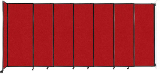 Wall-Mounted Sliding StraightWall Room Divider | Adjustable Widths | Locking Wheels | Room Separator | Up to 15'6" Wide x 6'10" Tall Red Fabric Panels