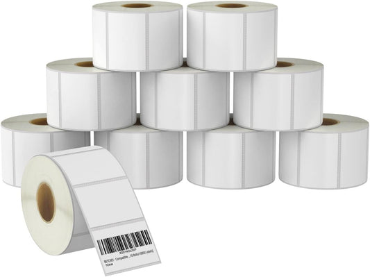 BETCKEY - 3" x 2" (76 mm x 51 mm) Multipurpose & Shipping Labels Compatible with Zebra & Rollo Label Printer,Premium Adhesive & Perforated [10 Rolls, 7500 Labels]