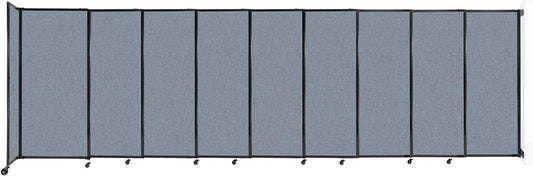 Wall-Mounted Sliding StraightWall Room Divider | Adjustable Widths | Locking Wheels | Room Separator | Up to 19'9" Wide x 6' Tall Powder Blue Fabric Panels
