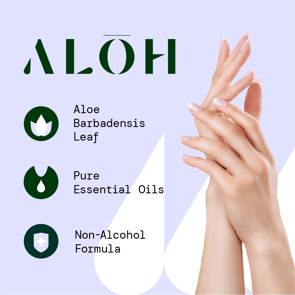ALŌH Lavender Rosewood + Aloe Sanitizing Hand Wipes - Clean Hands, Clear Mind - On The Go Hand Sanitizer Wipes for Kids and Adults - Travel Size 6 Pack, 20ct (120 wipe)