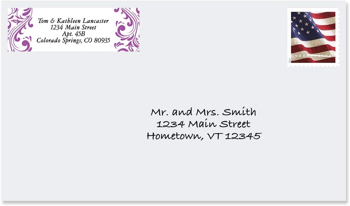 Colorful Images Elegant Swirl Rolled Personalized Return Address Mailing Labels with Dispenser, Customize with Name & Shipping Address, 250 ¾” x 2½” Self Adhesive, Easy Peel Label Roll