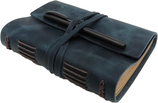 Blue Notebook Journal - Best Genuine Leather Journaling for write A5 Size Diary 6.2x8.5 Inch,Notepad For Man,Women,Vintage,Gifts,Work,Study,Personal,Dark Blue