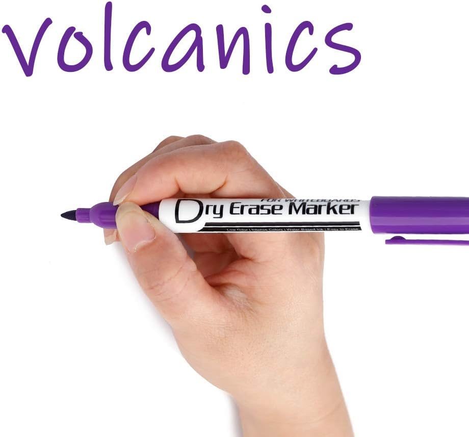 Volcanics Purple Dry Erase Markers Low Odor Fine Whiteboard Markers Thin Box of 12