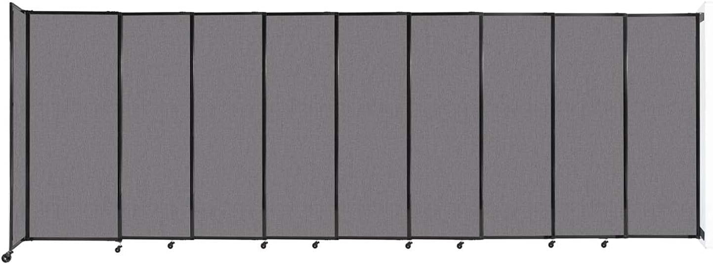 Wall-Mounted Sliding StraightWall Room Divider | Adjustable Widths | Locking Wheels | Room Separator | Up to 19'9" Wide x 6'10" Tall Slate Fabric Panels