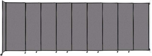 Wall-Mounted Sliding StraightWall Room Divider | Adjustable Widths | Locking Wheels | Room Separator | Up to 19'9" Wide x 6'10" Tall Slate Fabric Panels