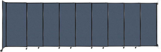 Wall-Mounted Sliding StraightWall Room Divider | Adjustable Widths | Locking Wheels | Room Separator | Up to 19'9" Wide x 6' Tall Ocean Fabric Panels