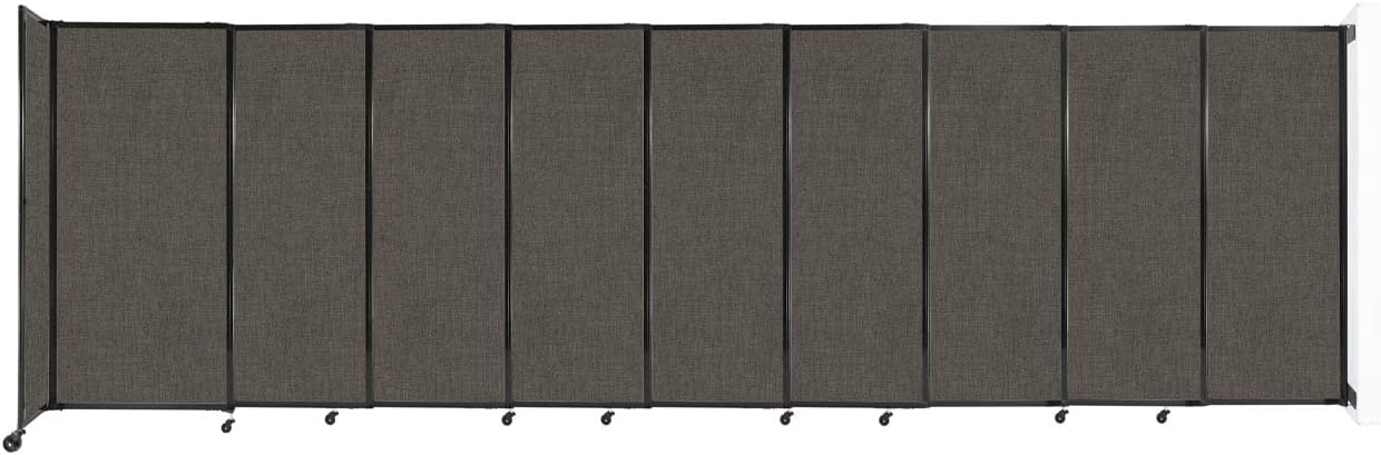 Wall-Mounted Sliding StraightWall Room Divider | Adjustable Widths | Locking Wheels | Room Separator | Up to 19'9" Wide x 6' Tall Mocha Fabric Panels