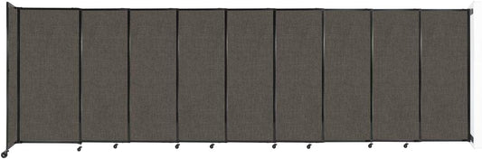 Wall-Mounted Sliding StraightWall Room Divider | Adjustable Widths | Locking Wheels | Room Separator | Up to 19'9" Wide x 6' Tall Mocha Fabric Panels