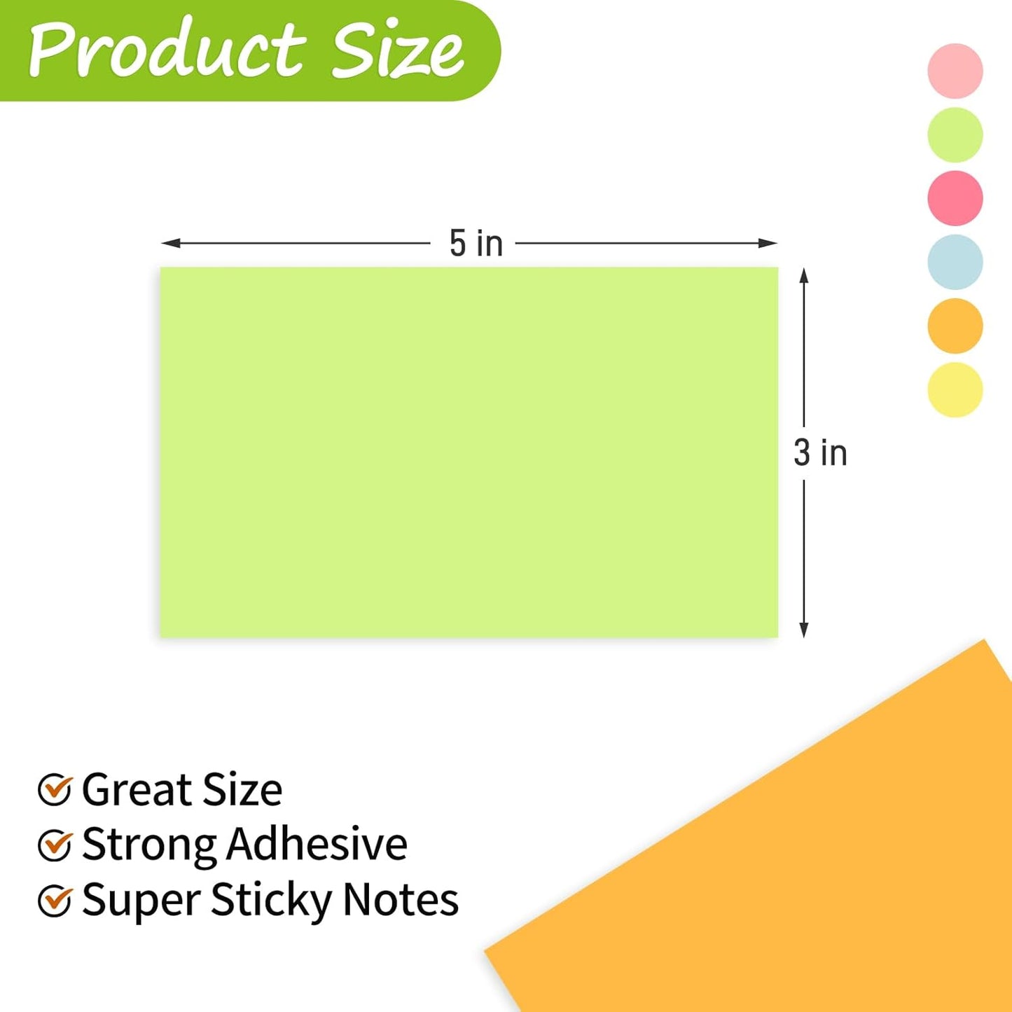 480 Sheets 3 in x 5 in Large Sticky Notes, 76 x 127 mm 6 Pads Assorted Self-Stick Pads for Notebook,Office,School and Home,80 Sheets/Pad (6 Pads Brillant)