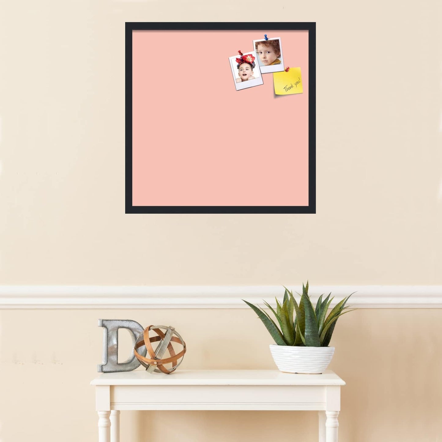 PinPix 24x24 Inch Cork Bulletin Board. This Decorative Framed Pin Board Comes with Pink Pastel Design and a Satin Black Frame. Ideal for Home Office Decor or Message Board (PinPix-1813)