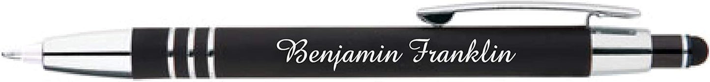 ExpressDesigns™ - Personalized Pens Gift Set - 2 Pack of | LED Flashlight Soft Touch Metal Pens w/gift box | Luxury Ballpoint Pen Custom Engraved with Name or Message | Light Up Pens (White)