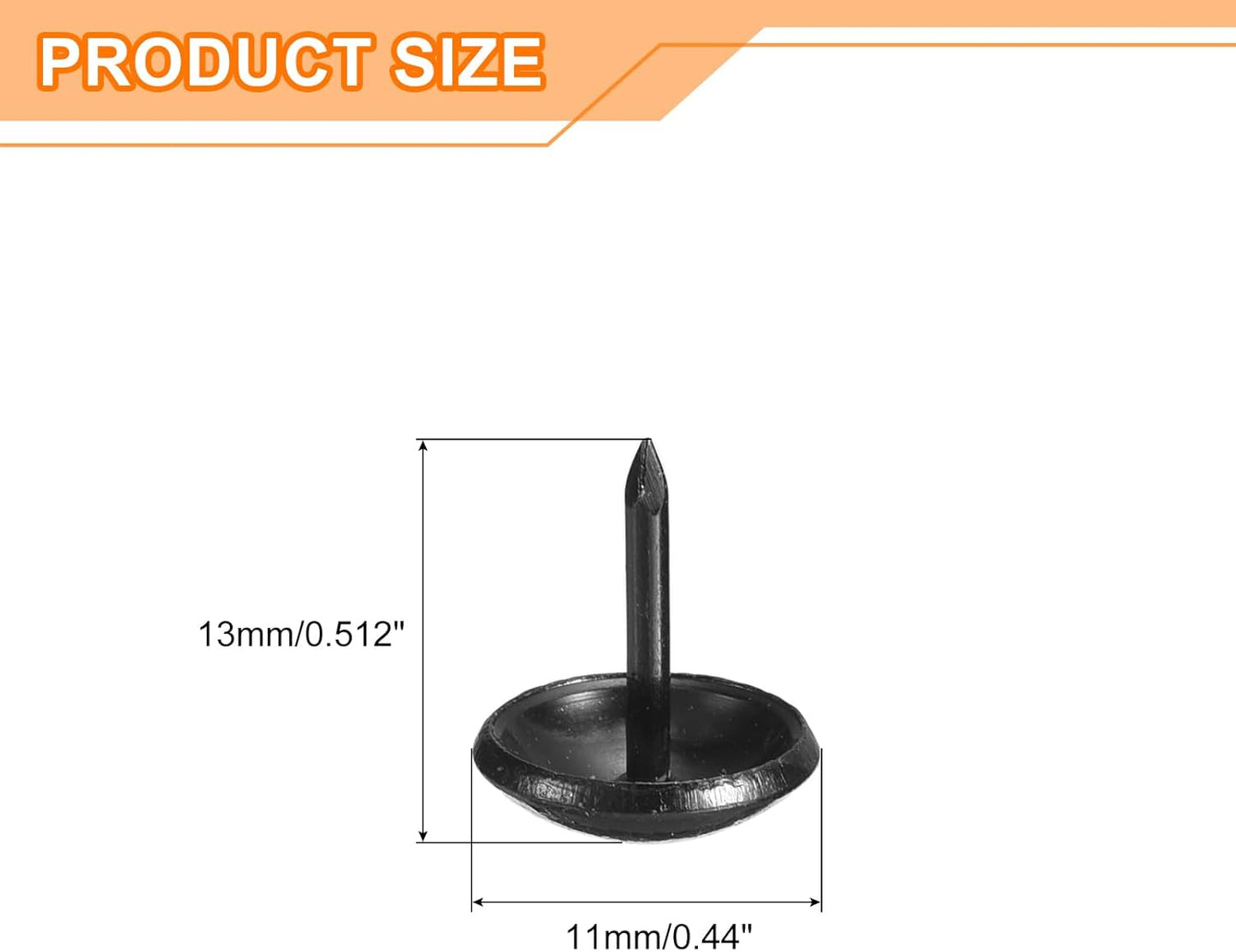 uxcell Upholstery Tacks Nail Pin Furniture, 200Pcs 11x13mm Thumb Tack Pins Assortment Kit Carbon Steel for Home Sofa DIY Decorative Nail Heads Nails, Black