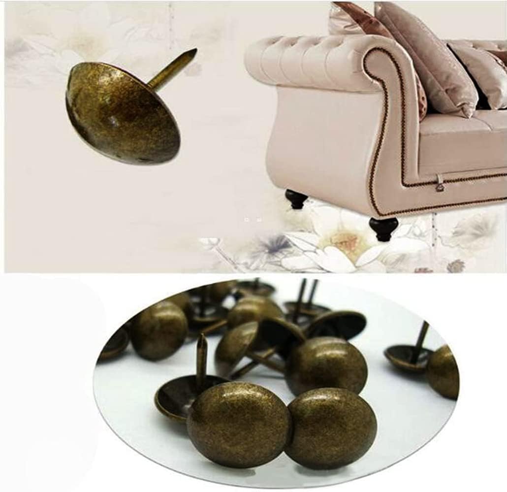 500Pcs Upholstery Tacks, BetterJonny Decorative Furniture Nails Pins 17X11MM Bronze Metal Thumb Tacks for Upholstered Furniture Cork Board, Home Decor