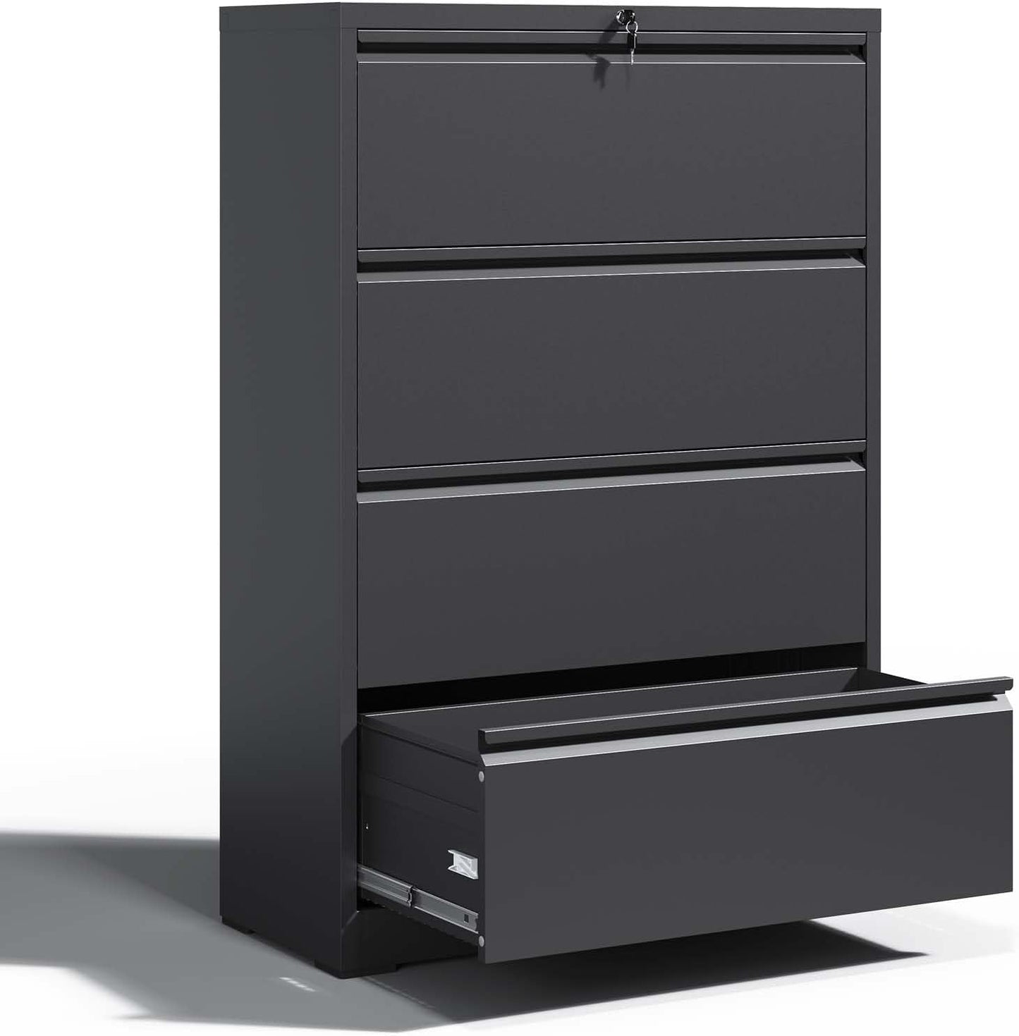 Locking File Cabinet with 4 Drawer Heavy Duty Large Metal Filing Cabinet Home Office Lateral File Cabinets Wide Steel Cabinets for Legal/Letter Size,Assembly Required