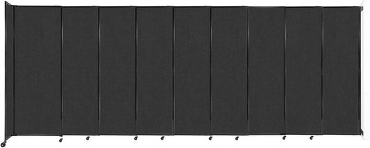 Wall-Mounted Sliding StraightWall Room Divider | Adjustable Widths | Locking Wheels | Room Separator | Up to 19'9" Wide x 7'6" Tall Black Fabric Panels