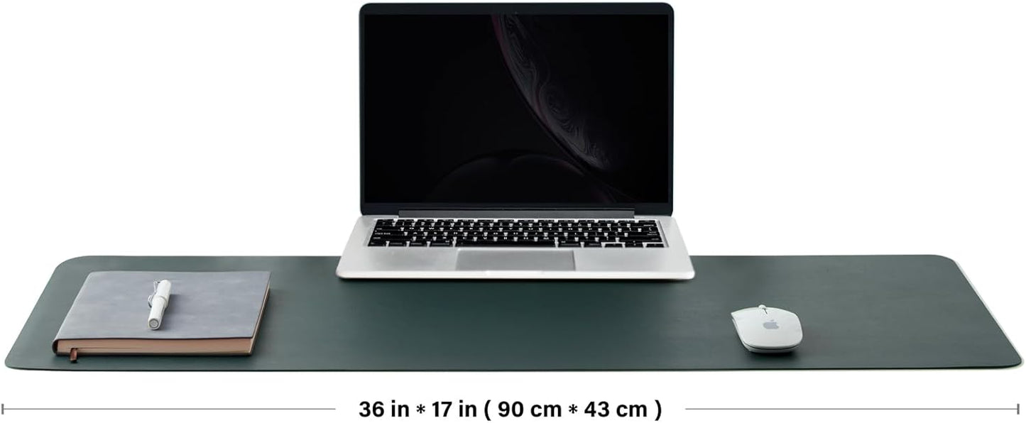 HOMIEAZICOZI Leather Desk Mat - Non-Slip PU Pad for Office and Home Organization Accessories Ideal Large Mouse Mats on Top of Desks (Dark Green,36''x 17'') (DPD-DG-L)