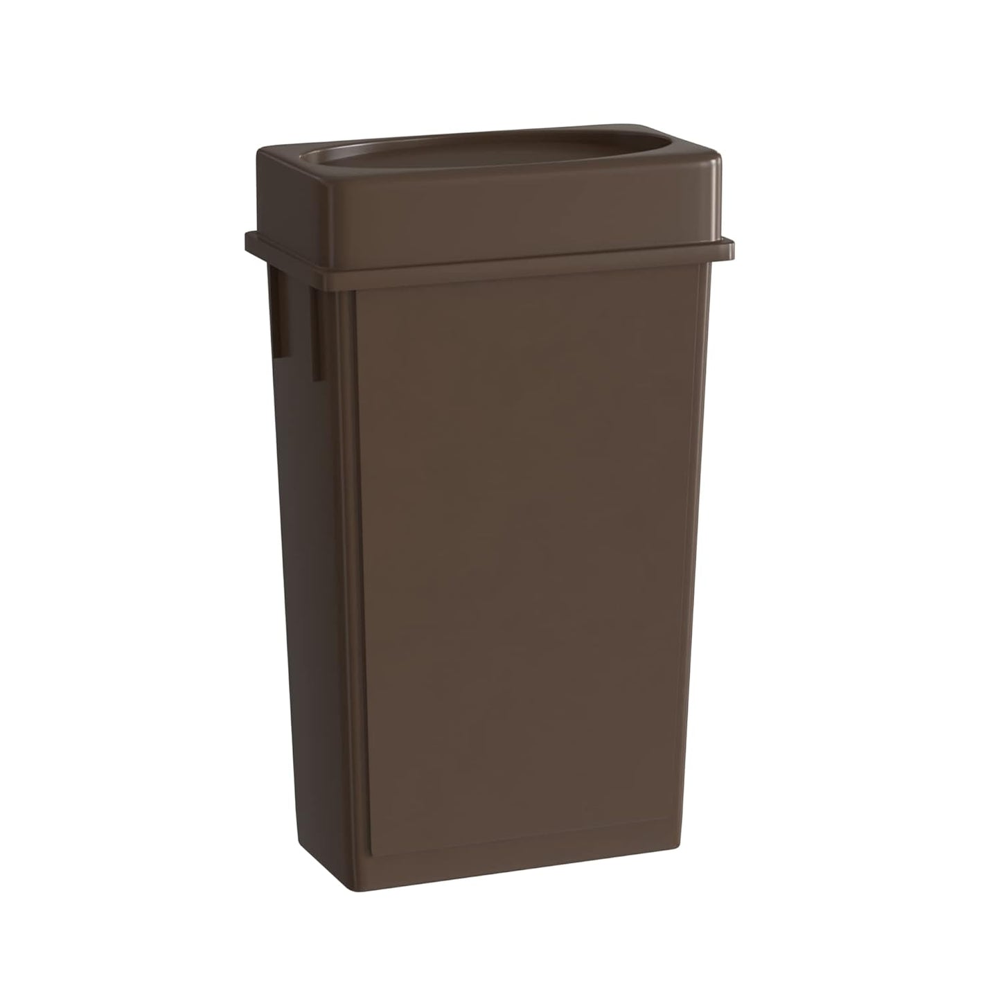 23 Gallon Brown Slim Jim Trash Can with Drop Shot Lid