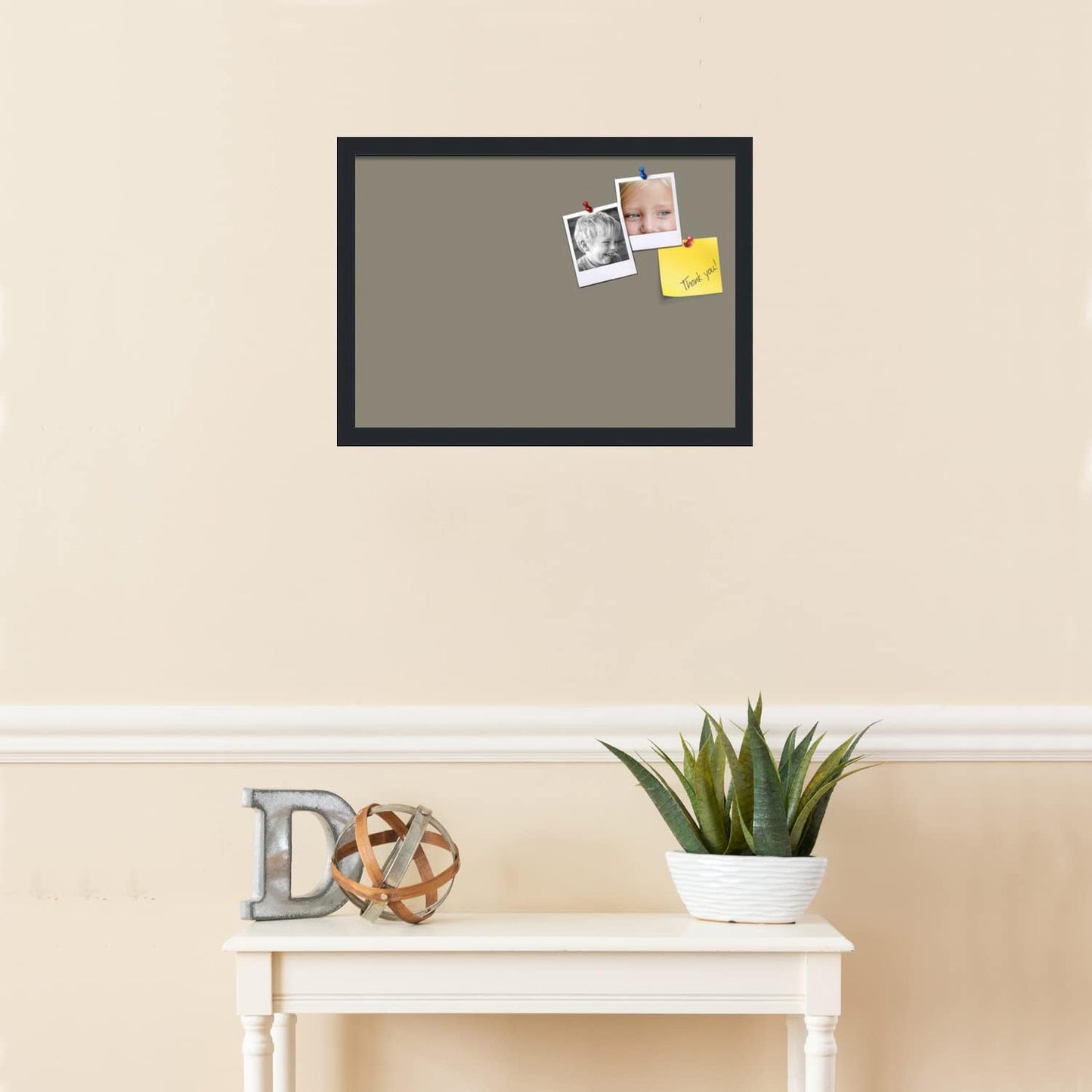 PinPix 21x15 Inch Cork Bulletin Board. This Decorative Framed Pin Board Comes with Pewter Design and a Satin Black Frame. Ideal for Home Office Decor or Message Board (PinPix-1812)